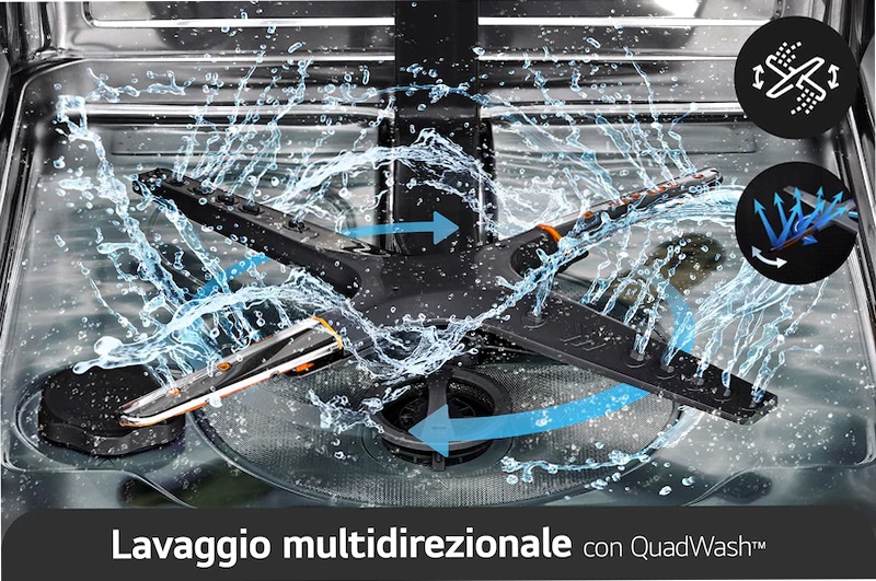LG QuadWash DB475TXS - Lavastoviglie Classe A B 14 Incasso