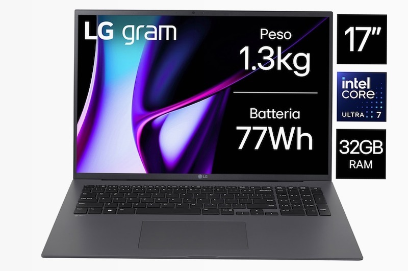 Notebook gram 17" | Windows 11 Home | Ultra7, 32GB RAM, 1TB SSD, Grigio - 17Z90S-G.AD79D | LG Italia 32 1TB SSD
