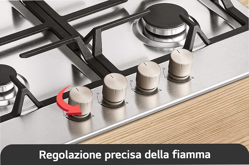 LG CBGZ2414S piano cottura a gas 60cm 4 fuochi Inox | LG Italia Argento
