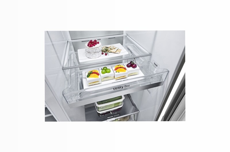 Frigorifero Side-by-Side Door-in-Door | Classe E, 635L | Wi-Fi, Dispenser con allaccio, UVnano, No frost | Inox E Side by Side 635lt
