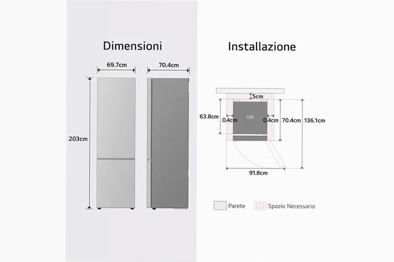 Frigorifero Combinato Fit & Max - LG GBBW726CMB C 465lt