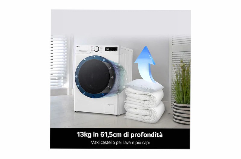 Lavatrice a Vapore LG 13kg F4R3013NSWB 1400rpm Bianco
