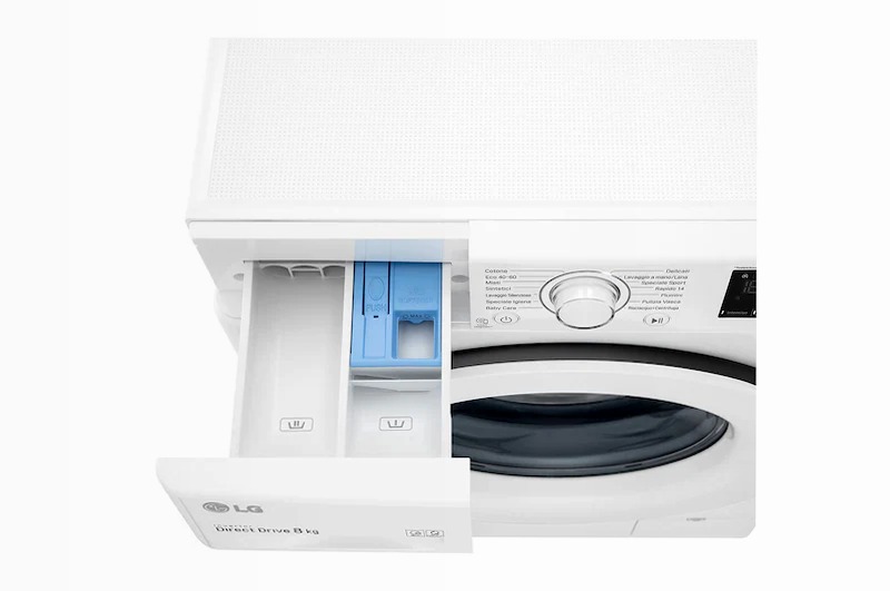 Lavatrice 8kg AI DD™ LG V3 - Classe B 1400rpm Bianco