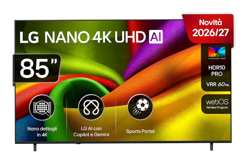 TV 85 pollici LG NANO 4K UHD AI NU85 4K Smart TV 2026 - | 85NU850B6LA.API | LG Italia