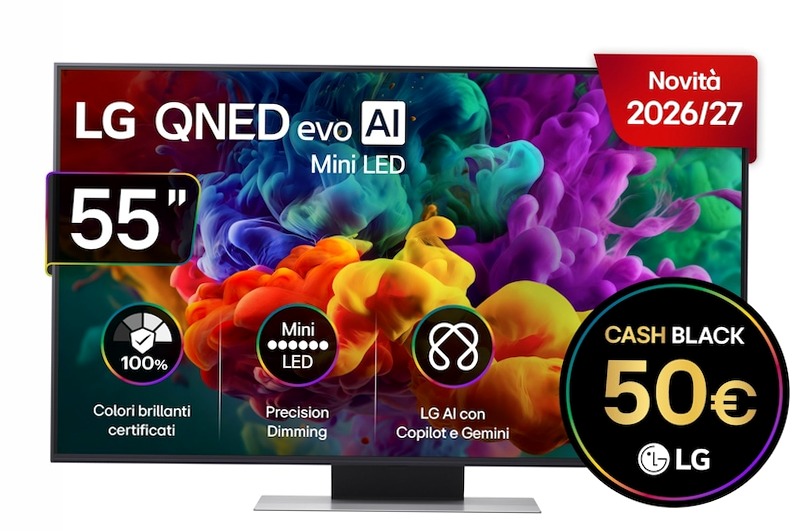 TV 55 pollici LG QNED evo AI Mini LED QNED86B 4K Smart TV 2026 - 55QNED86B6B | LG Italia 55" HD Mini-LED