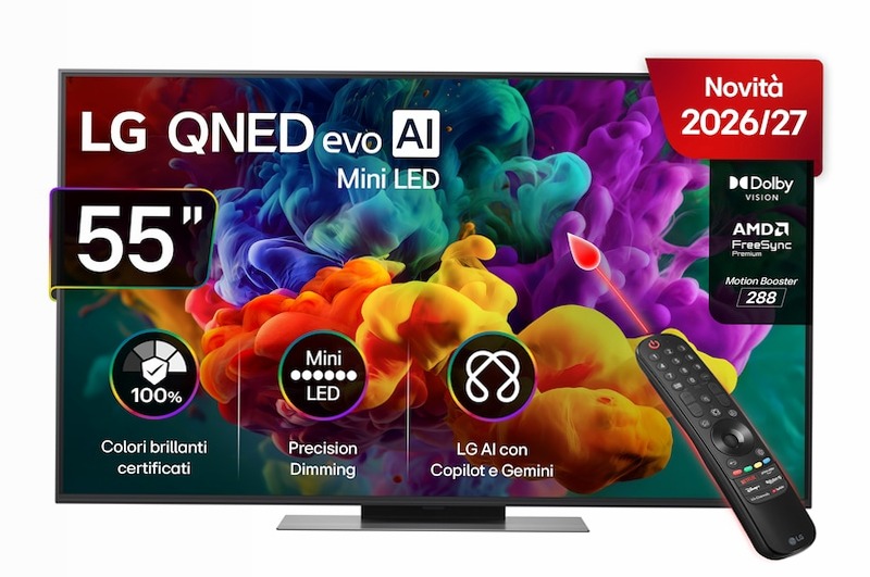 TV 55 pollici LG QNED evo AI Mini LED QNED87B 4K Smart TV 2026 - 55QNED87B6A | LG Italia 55" HD Mini-LED