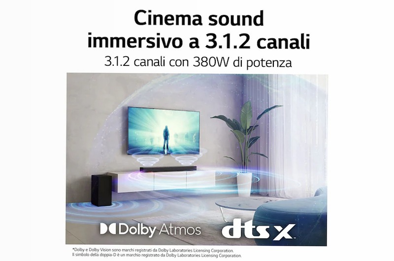 Soundbar per TV con audio a 3.1.2 canali LG | S75Q | LG Italia 3.1 380w