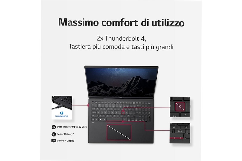 Notebook SSD 512GB e RAM 16GB | LG gram 17ZB90R | LG Italia 16 512GB SSD NVMe Windows 17"