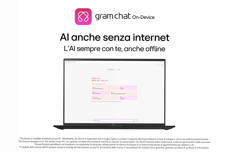 Notebook gram 17" Copilot+ PC, Windows 11 Home, Ultra 7, 32GB RAM, 1TB SSD, Nero | LG Italia 32 1TB SSD