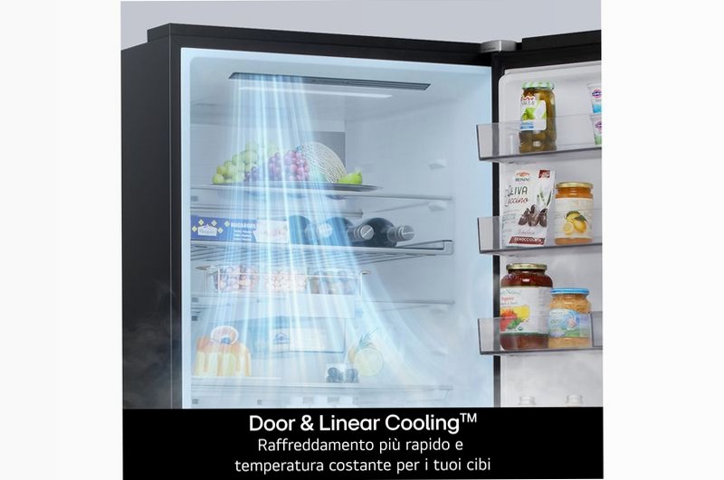 Frigorifero combinato Fit & Max 70cm| Classe A, 465L | AI Fresh, Wi-Fi, Metal Fresh, Door Cooling, Total No Frost| Black Steel | LG Italia Titanio