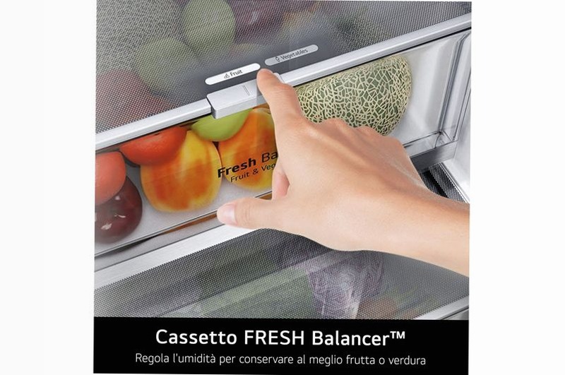 Frigorifero combinato Fit & Max 70cm| Classe A, 465L | AI Fresh, Wi-Fi, Metal Fresh, Door Cooling, Total No Frost| Black Steel | LG Italia Titanio
