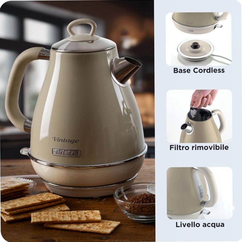 Bollitore Elettrico 1,7 Litri | Vintage | Ariete 2869 Beige