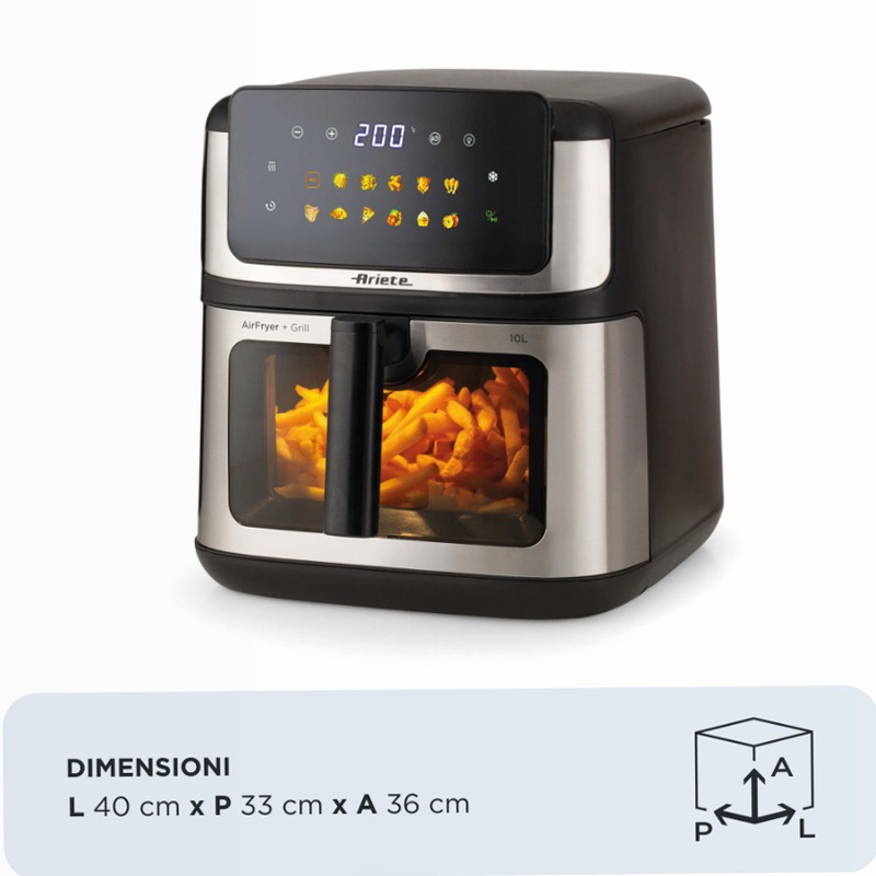 Friggitrice ad aria 10L Ariete 4642 Metal Titanio 10lt
