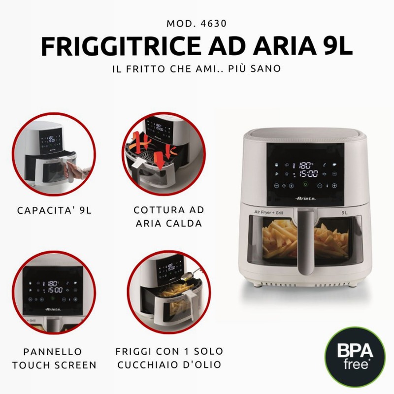 Friggitrice ad Aria 9L Ariete Bianco 9lt