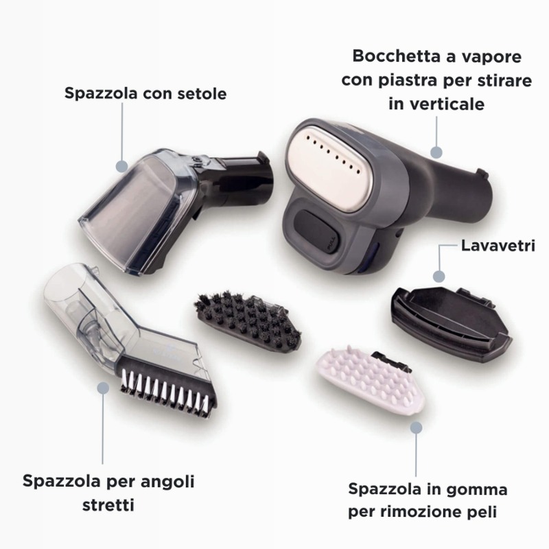 Pulitore per tappeti e tappezzerie con funzione vapore
