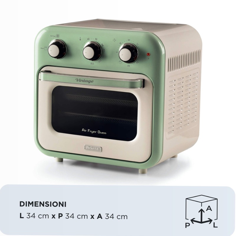 Friggitrice ad aria + Forno Vintage Ariete 4632 Verde 16lt