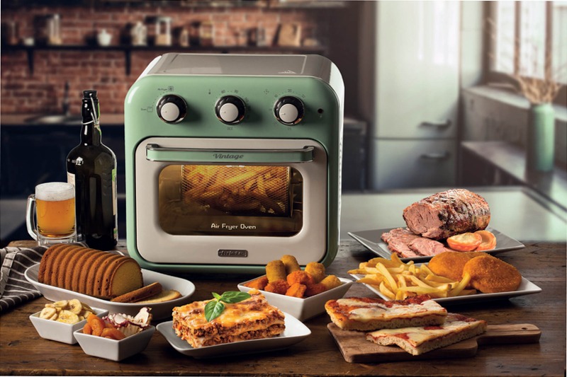 Friggitrice ad aria + Forno Vintage Ariete 4632 Verde 16lt