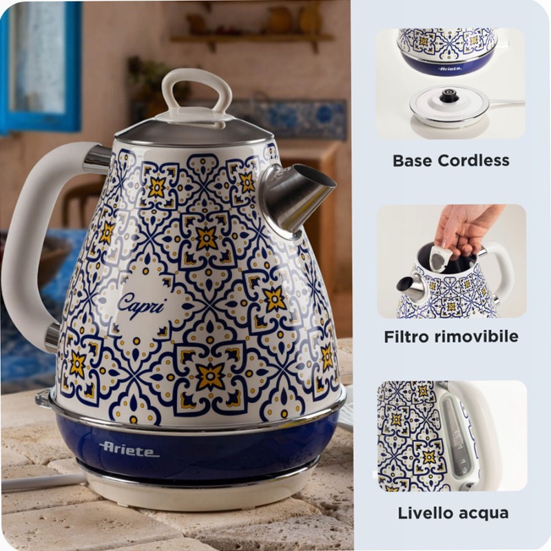 Bollitore Elettrico 1,7 Litri Capri Ariete 2869 Blu