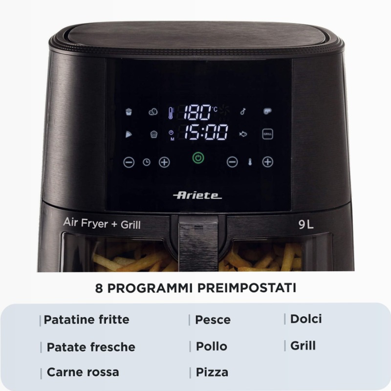 Friggitrice ad Aria 9L | 4630 Ariete Nero 9lt