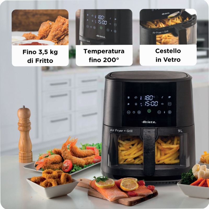 Friggitrice ad Aria 9L | 4630 Ariete Nero 9lt