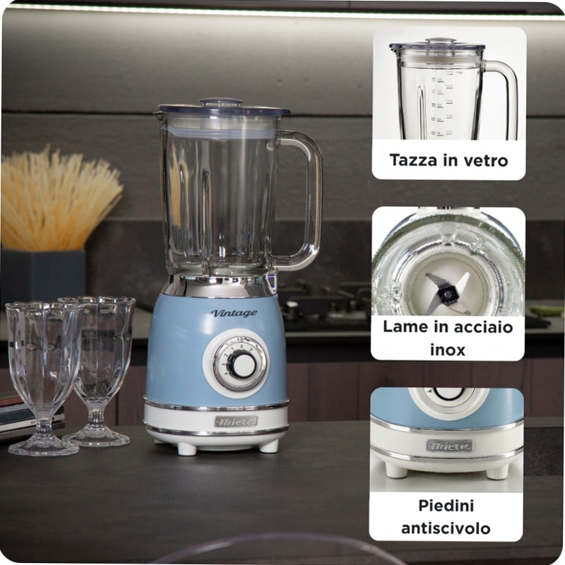 Frullatore Elettrico Vintage Ariete 583 Celeste Blu