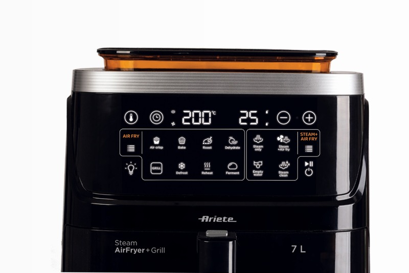 Friggitrice ad Aria con Vapore e Grill - 4636 Ariete Nero 7lt