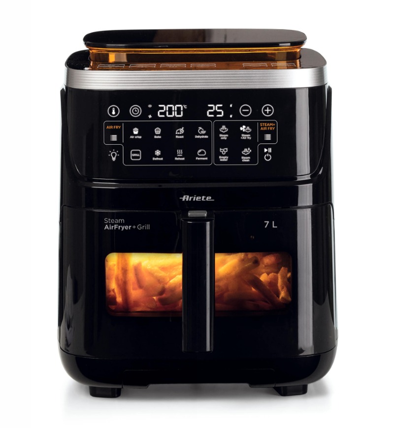 Friggitrice ad Aria con Vapore e Grill - 4636 Ariete Nero 7lt