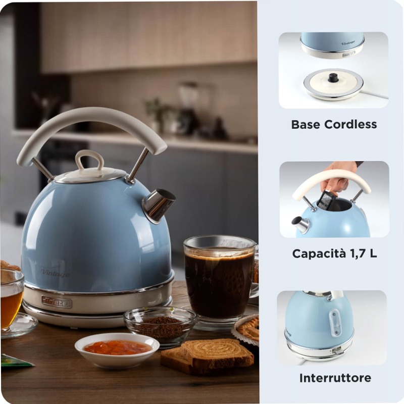 Bollitore Vintage Ariete 2877 Celeste Blu elettrico