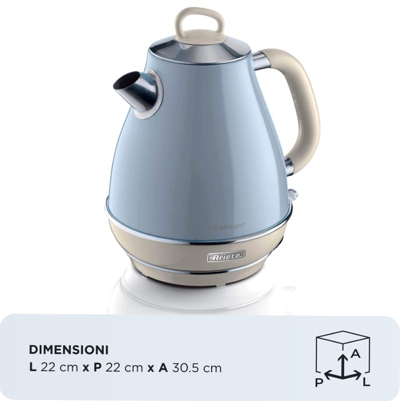 Bollitore Elettrico 1,7 Litri | Vintage Ariete 2869 Celeste Blu