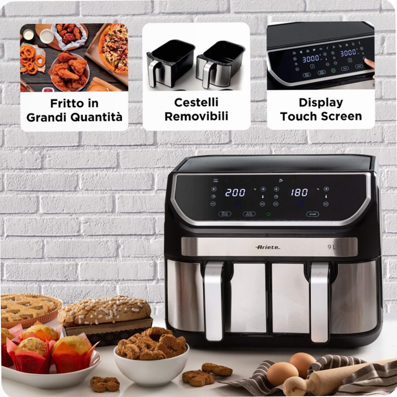 Friggitrice ad Aria 9L con Doppio Cestello 9lt