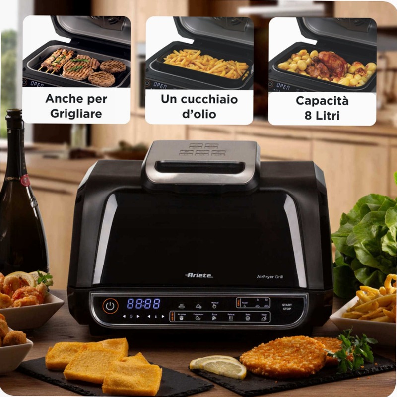 Friggitrice ad Aria e Griglia Ariete 4635 Nero 8lt