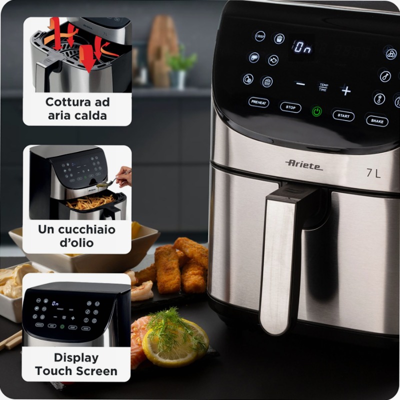 Friggitrice ad Aria 7L Ariete 4628 Metal Titanio 7lt