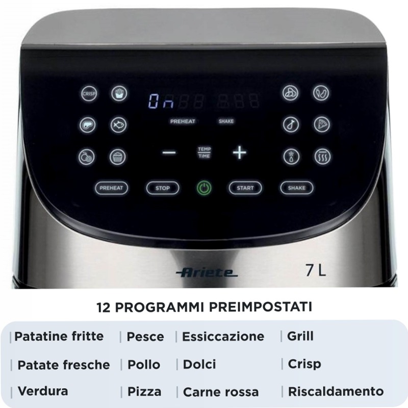 Friggitrice ad Aria 7L Ariete 4628 Metal Titanio 7lt