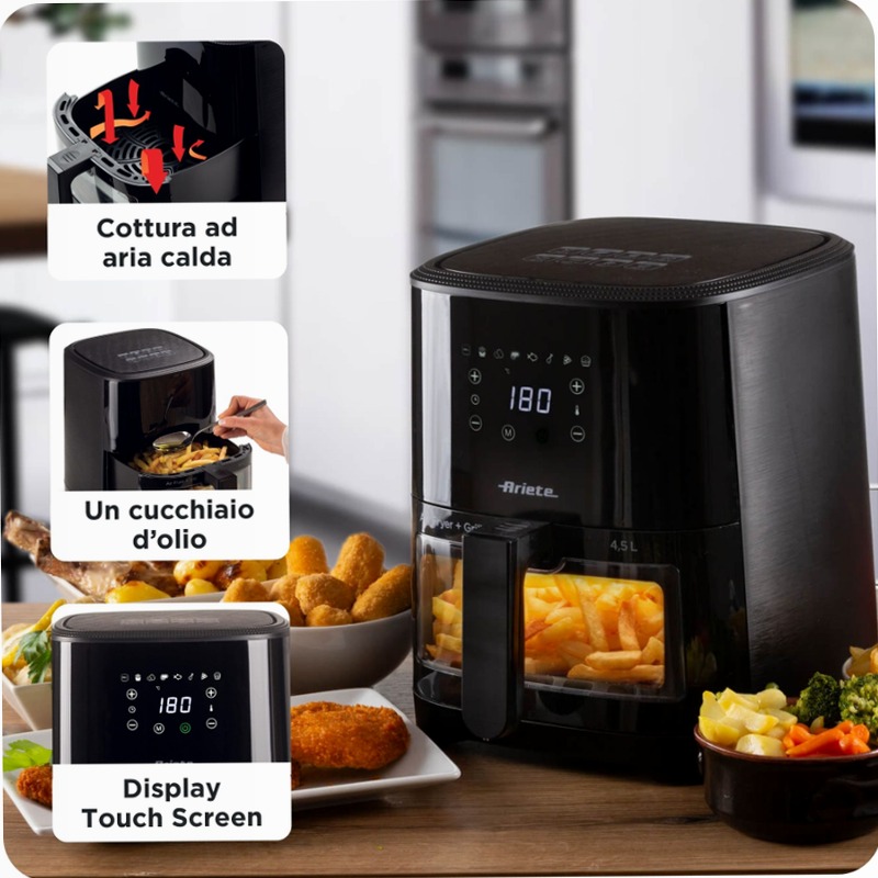 Friggitrice ad aria Ariete 4,5L Nero 4.5lt