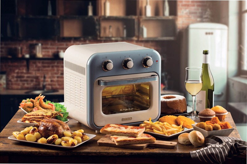 Friggitrice ad aria + Forno Vintage Ariete 4632 Celeste 16lt