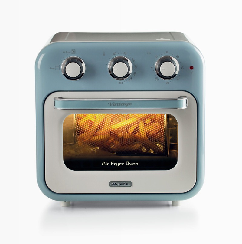 Friggitrice ad aria + Forno Vintage Ariete 4632 Celeste 16lt