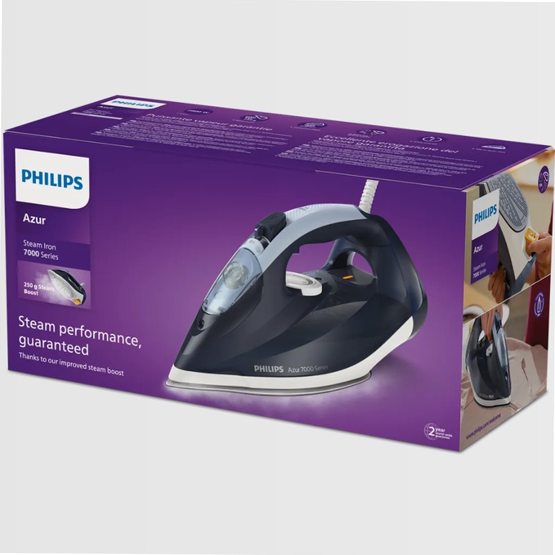 Azur Serie 7000 Ferro da stiro a vapore Philips Blu 300lt