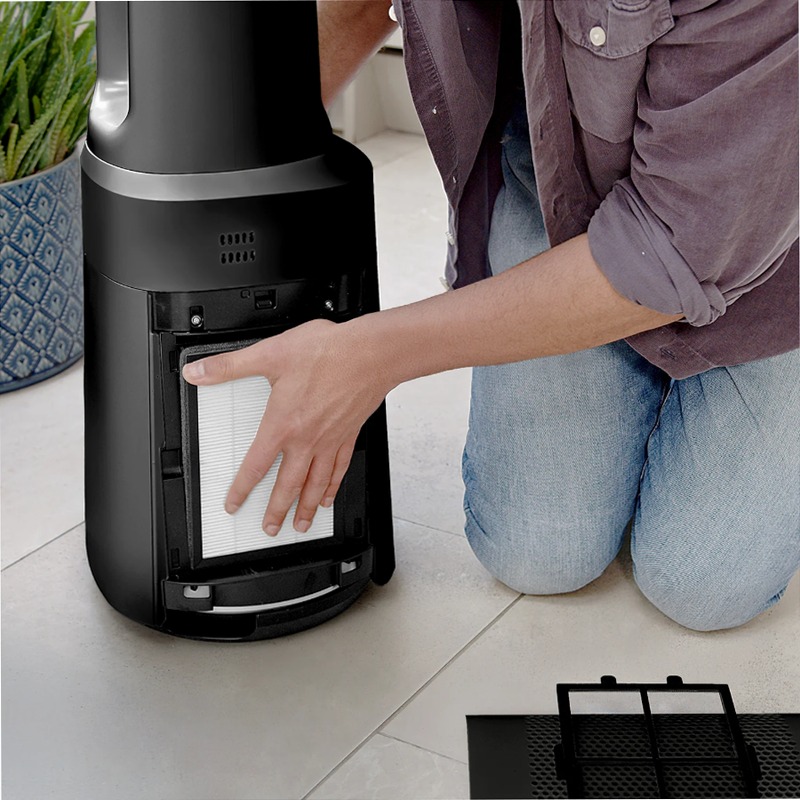 OmniAir 41" Ventilatore a torre senza pale e purificatore d'aria Premium - Nero