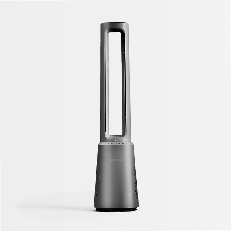 OmniAir 41" Ventilatore a torre senza pale e purificatore d'aria Premium - Argento