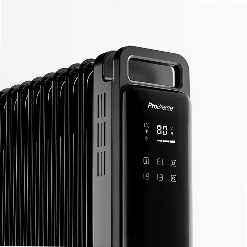 OmniWarm Radiatore a Olio 2500W - Controllo Wi-Fi e Modo Eco Nero