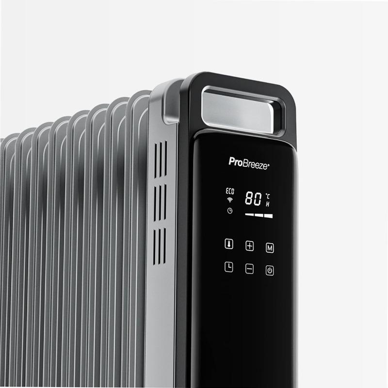 OmniWarm Radiatore a Olio 2500W - Controllo Wi-Fi e Modo Eco Nero