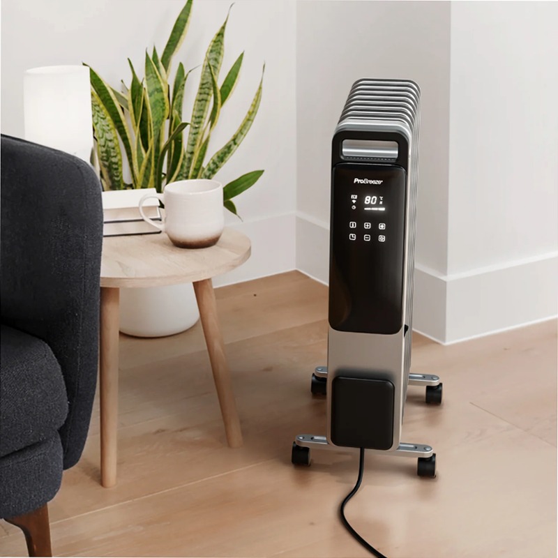 OmniWarm Radiatore a Olio 2500W - Controllo Wi-Fi e Modo Eco Nero