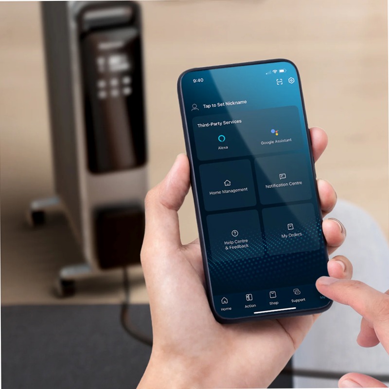 OmniWarm Radiatore a Olio 2500W - Controllo Wi-Fi e Modo Eco Nero