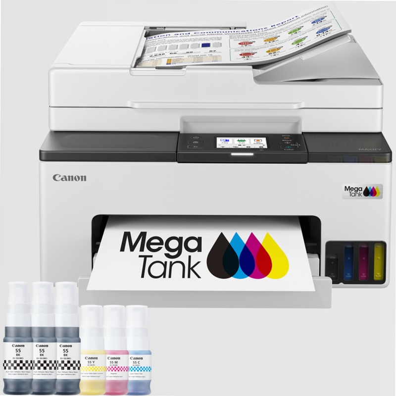 Stampante multifunzione inkjet a colori ricaricabile wireless MegaTank Canon MAXIFY GX2050 + 2 flaconi di inchiostro nero aggiuntivi