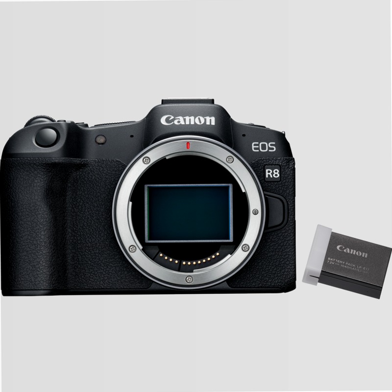 Corpo Canon EOS R8 + Batteria di Ricambio