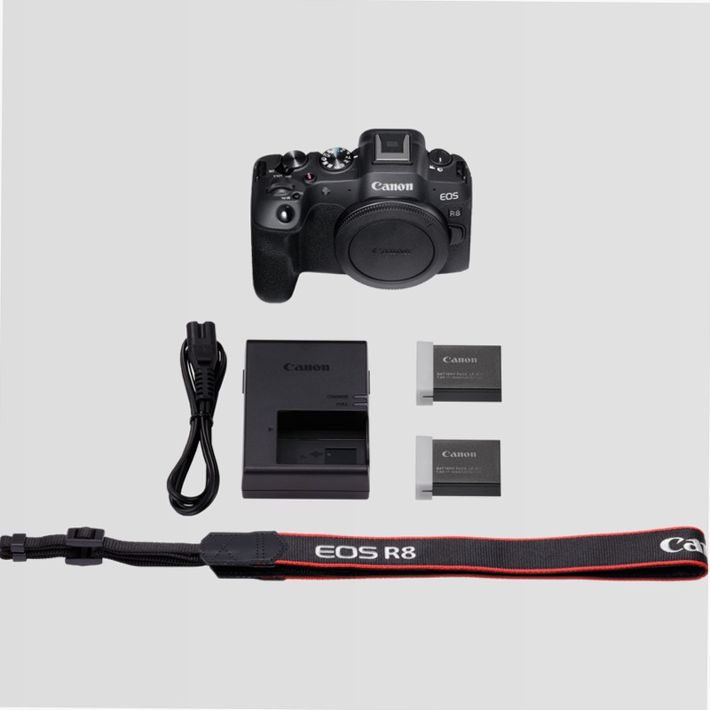 Corpo Canon EOS R8 + Batteria di Ricambio
