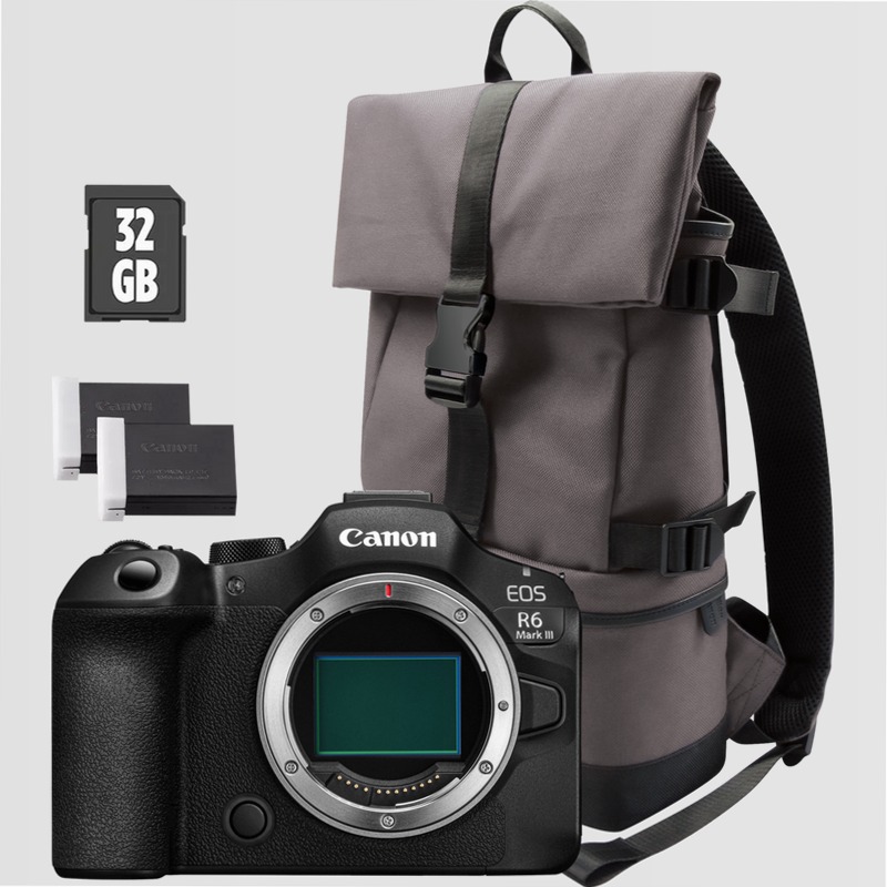 Fotocamera Mirrorless Canon EOS R6 Mark III + Zaino + Scheda SD + Batteria di Ricambio