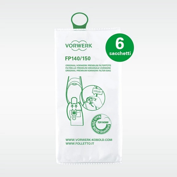 Sacchetti Filtro Premium Folletto FP140/150 - Conf. 6 pz