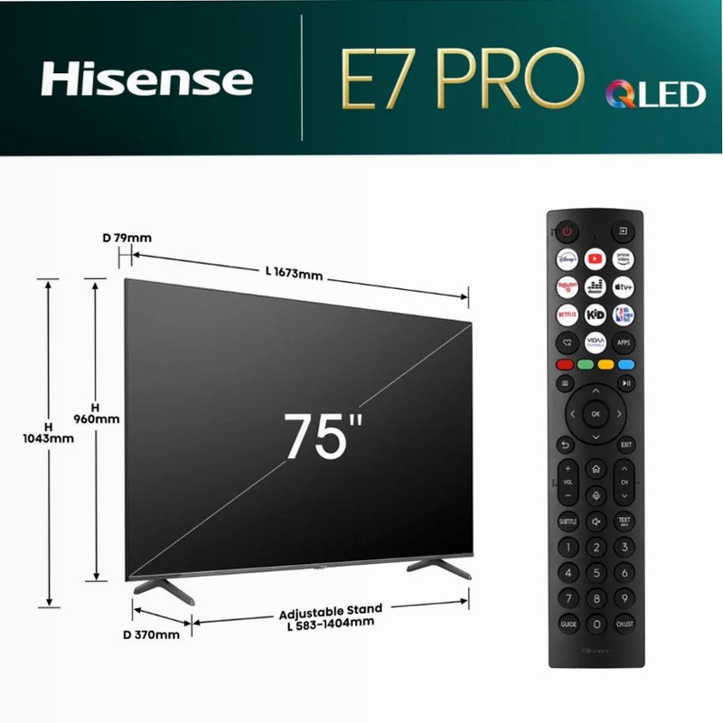 Hisense TV SET 65E77NQ PRO - Smart TV 4K Ultra HD Grigio 65" QLED