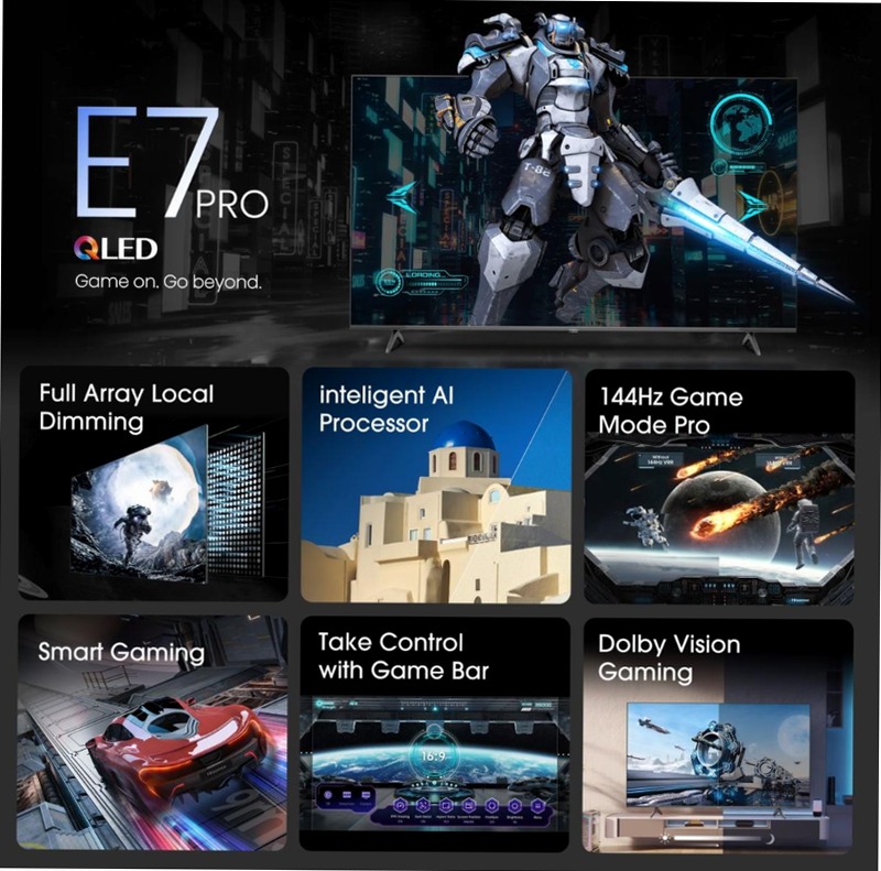 Hi-QLED Smart TV - Hisense 65E77NQ PRO Grigio 65" HD
